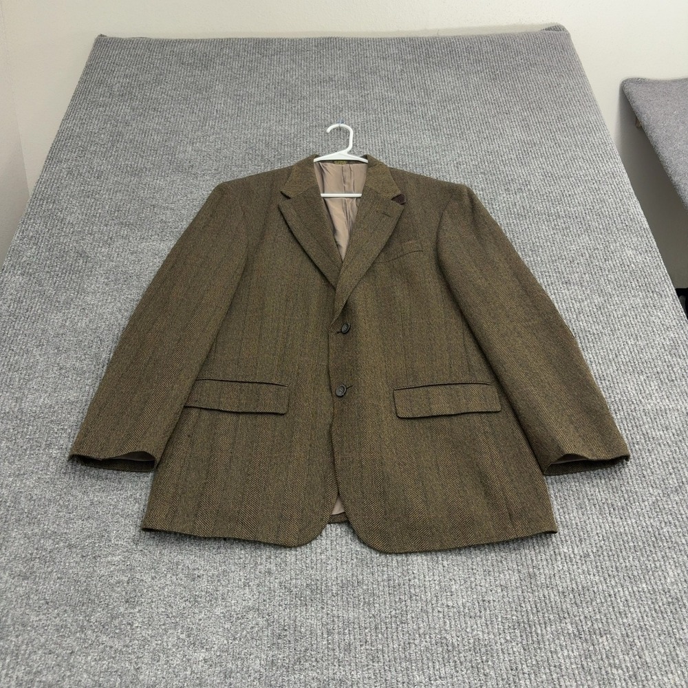 Vintage Oscar De La Renta Blazer Mens 42R Brown Lambswool Elbow Patches Academic